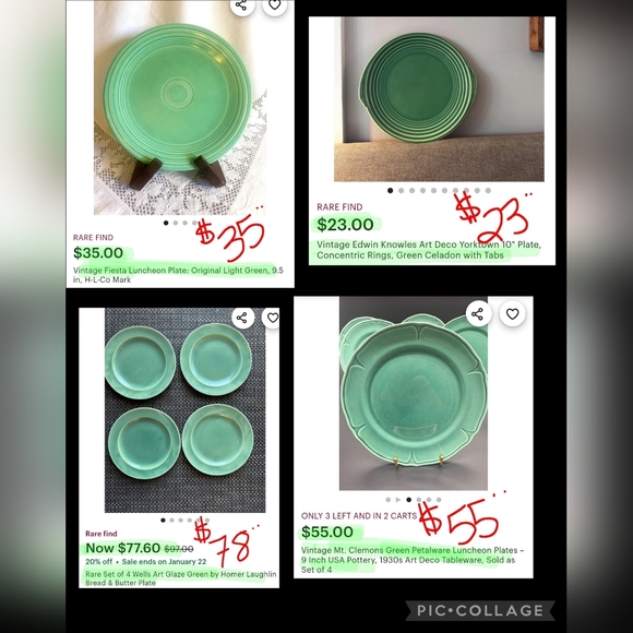 Pair Edwin Knowles Celadon Green Plates - 1934 - Picture 9 of 9